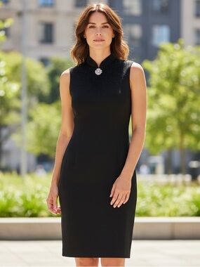 Donna Morgan Petites Beaded Cocktail/Evening Dress Black Size 12